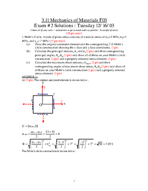 Solids of Mechanics Exam Solutions 2 - 3 Mechanics of Materials F02 ...