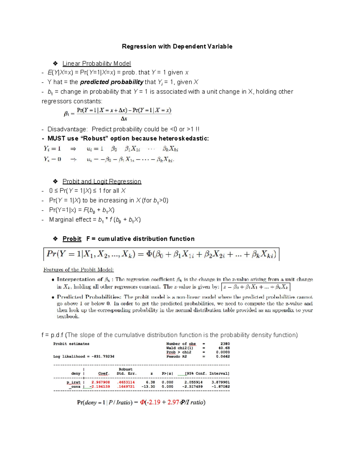 Summary - complete - final review - Regression with Dependent Variable ...