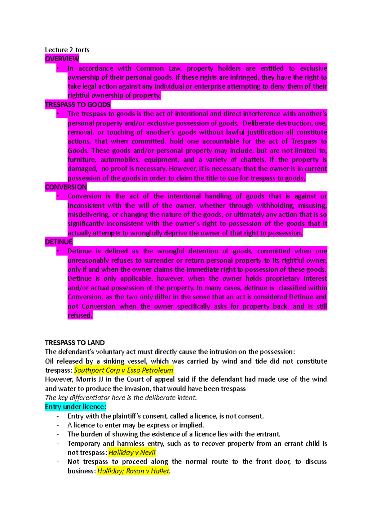 torts-law-exam-notes-lecture-2-torts-overview-in-accordance-with