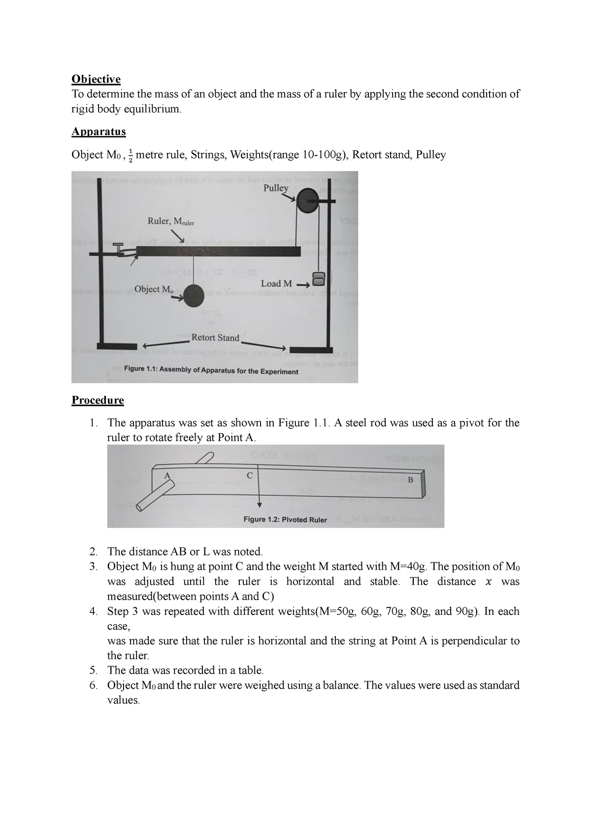 equilibrium of turning force experiment