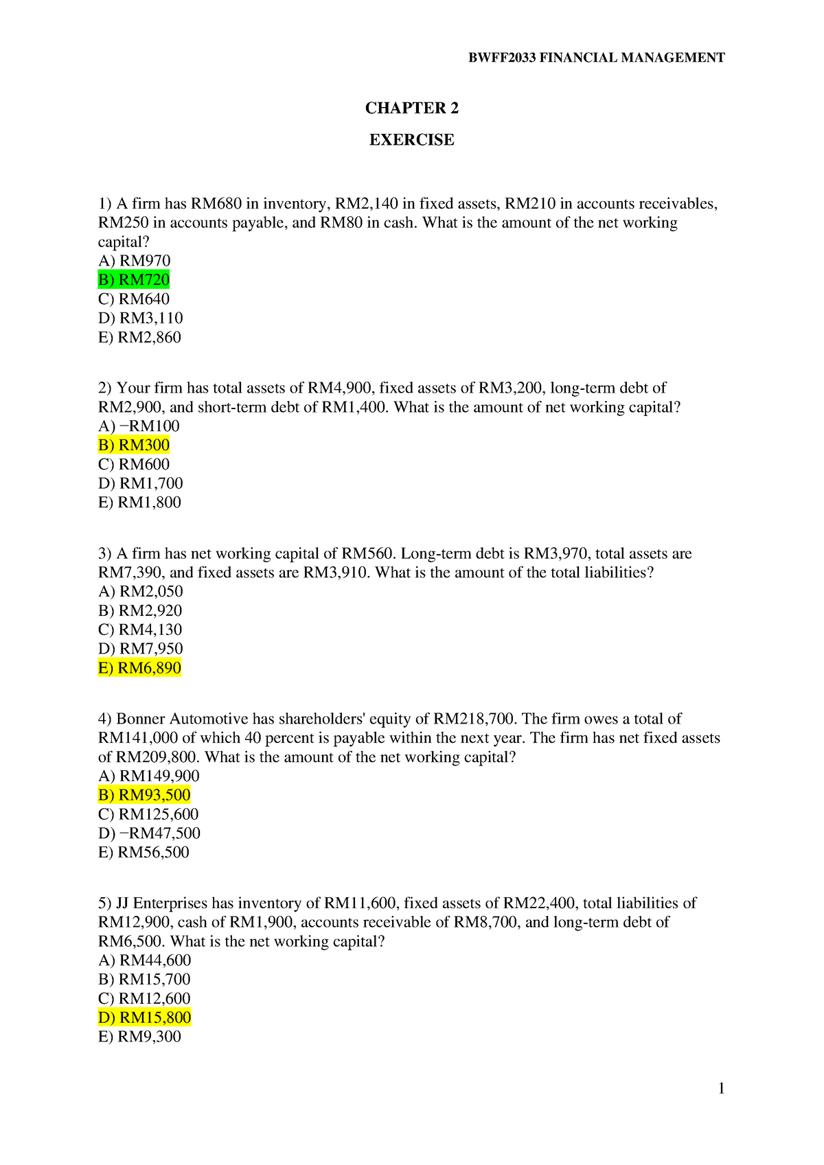 Chapter 2 Answer - CHAPTER 2 EXERCISE 1 ) A Firm Has RM680 In Inventory ...