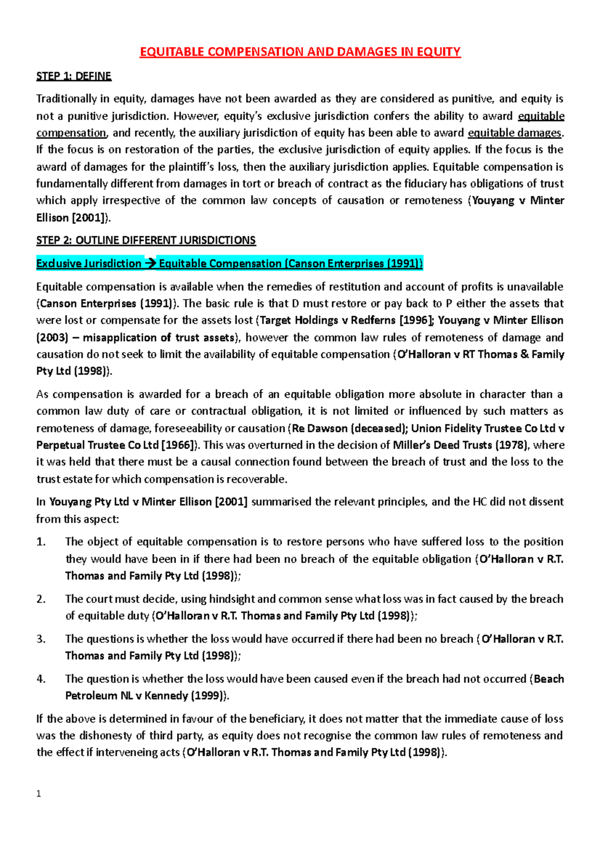 5 Equitable Compensation Equitable Damages 2 EQUITABLE COMPENSATION