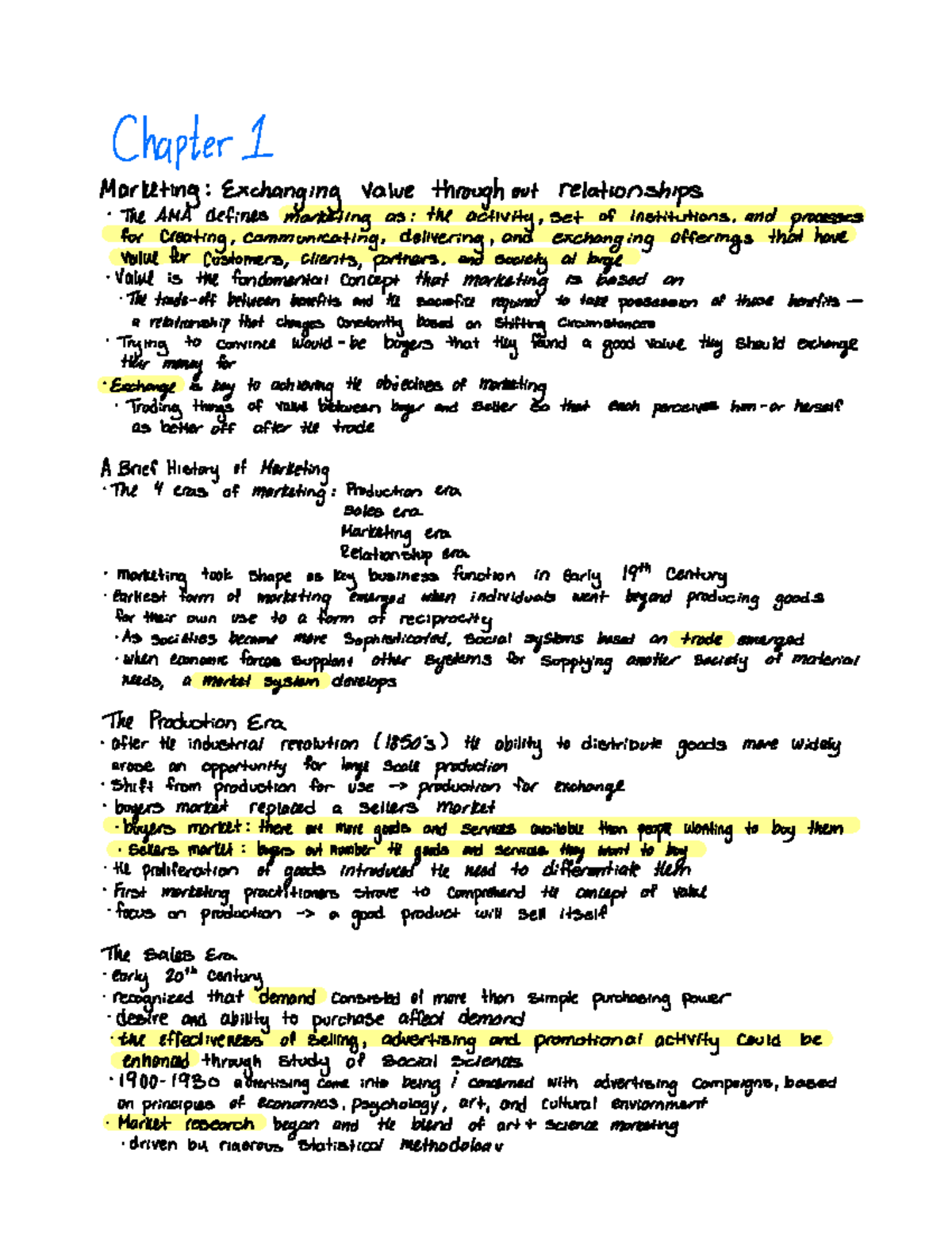 Textbook Notes - MKT - Chapter 1 ####### Marketing Exchanging Valve ...