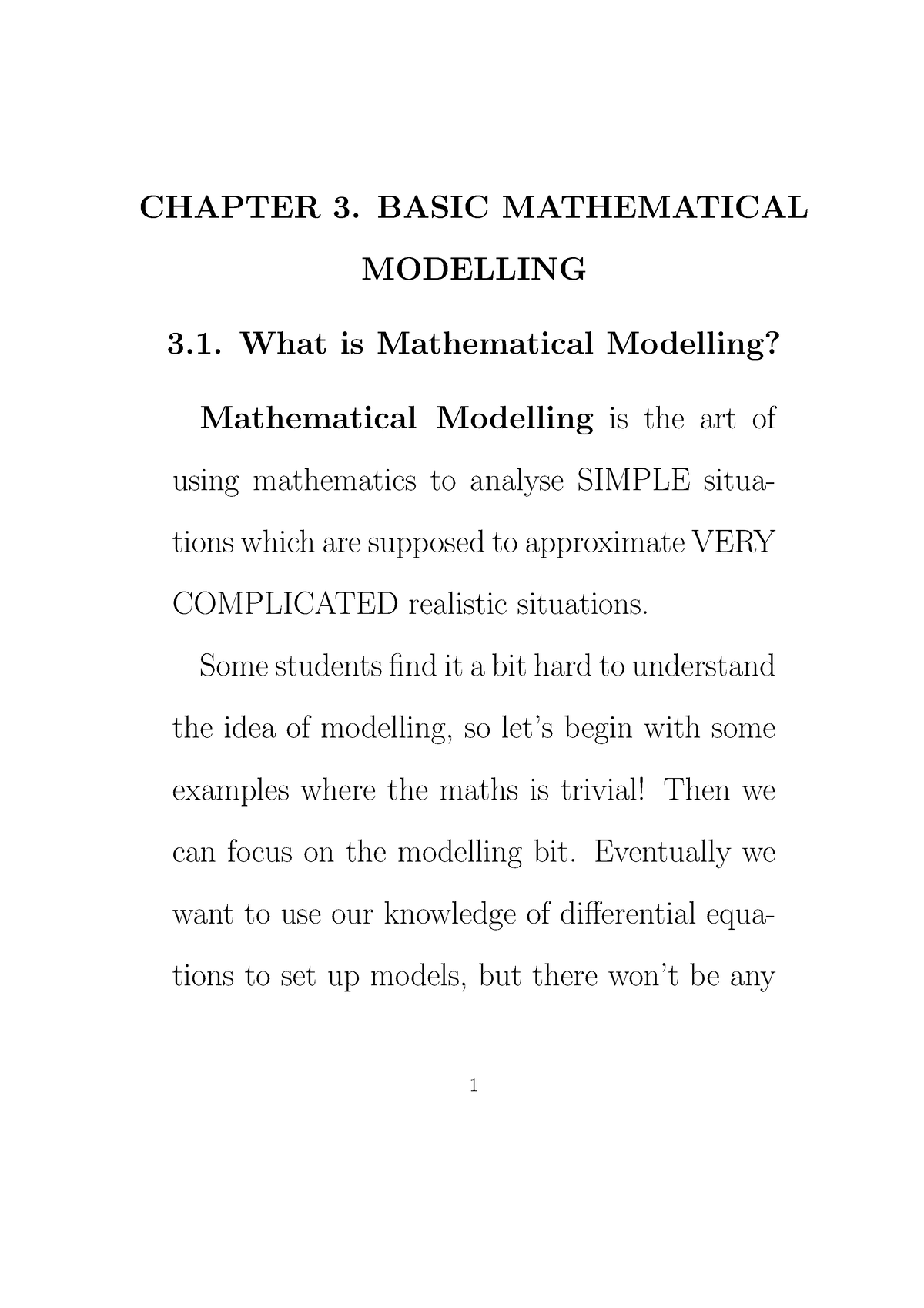 Chapter 3. Basic Mathematical Modelling 3.1. What Is Mathematical ...