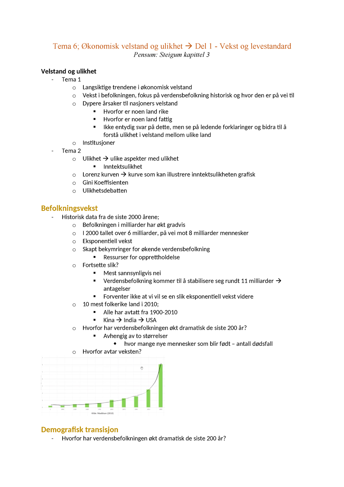 Tema 6 - Del 1 - Forelesningsnotater Tema 6 økonomisk Velstand Og ...