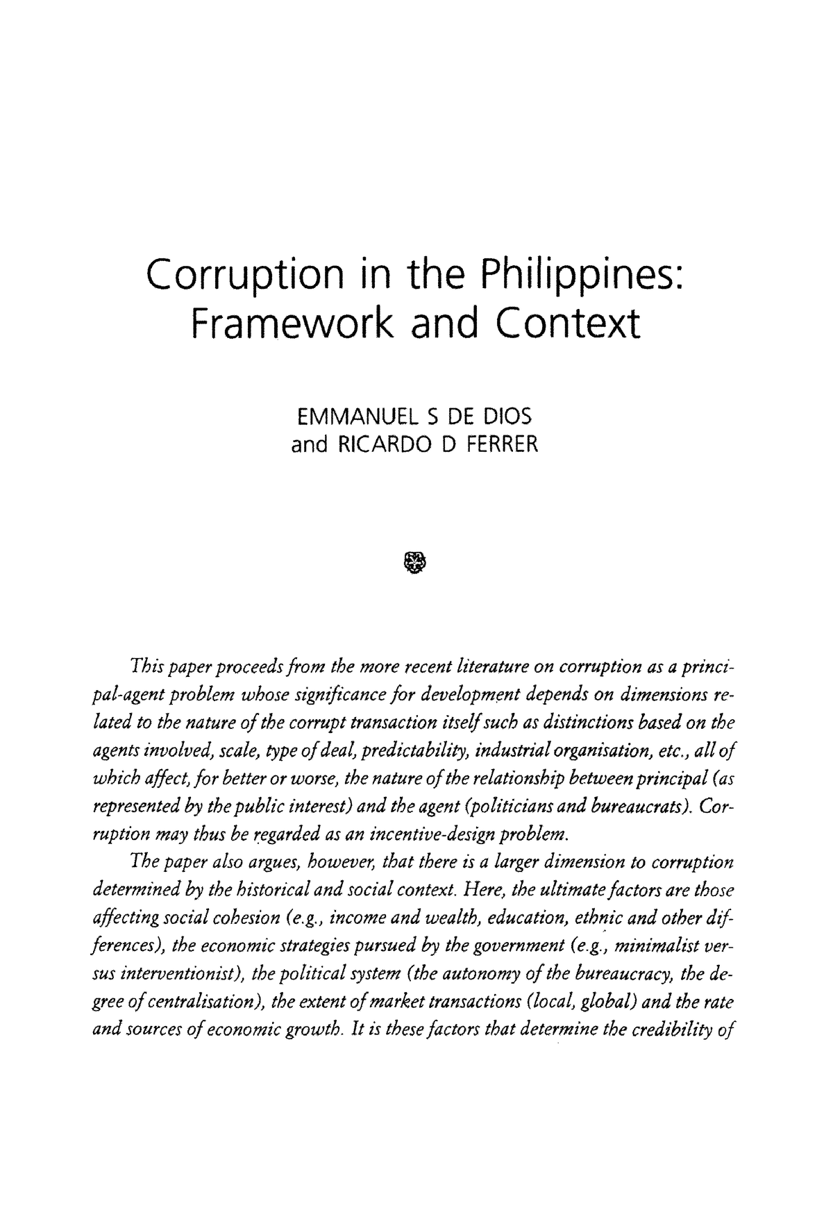 Corruption In The Philippines Vol - Corruption In The Philippines ...