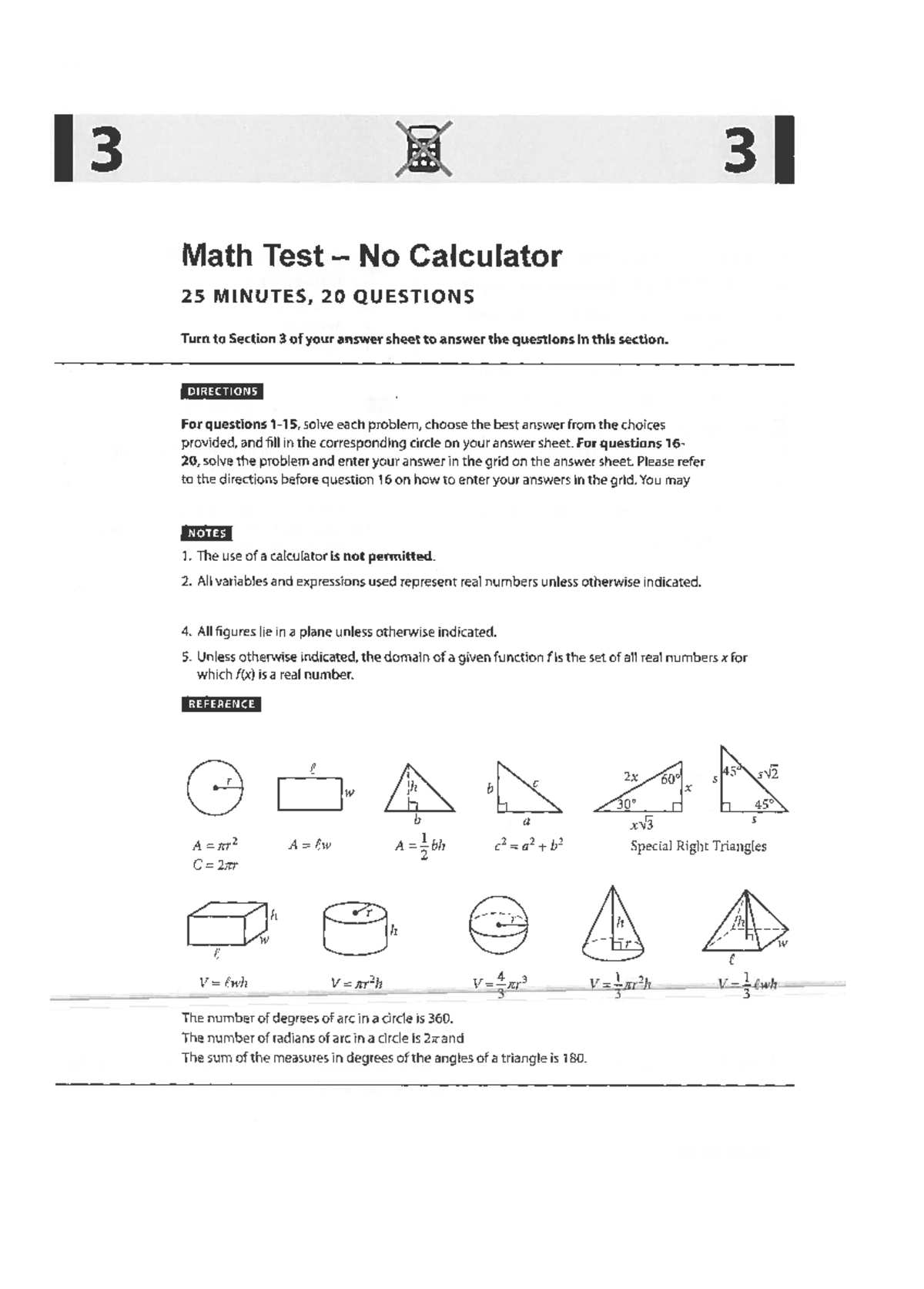 SAT section 3 June 2018 Math SE - 3 K 3 ####### | Math Test No ...