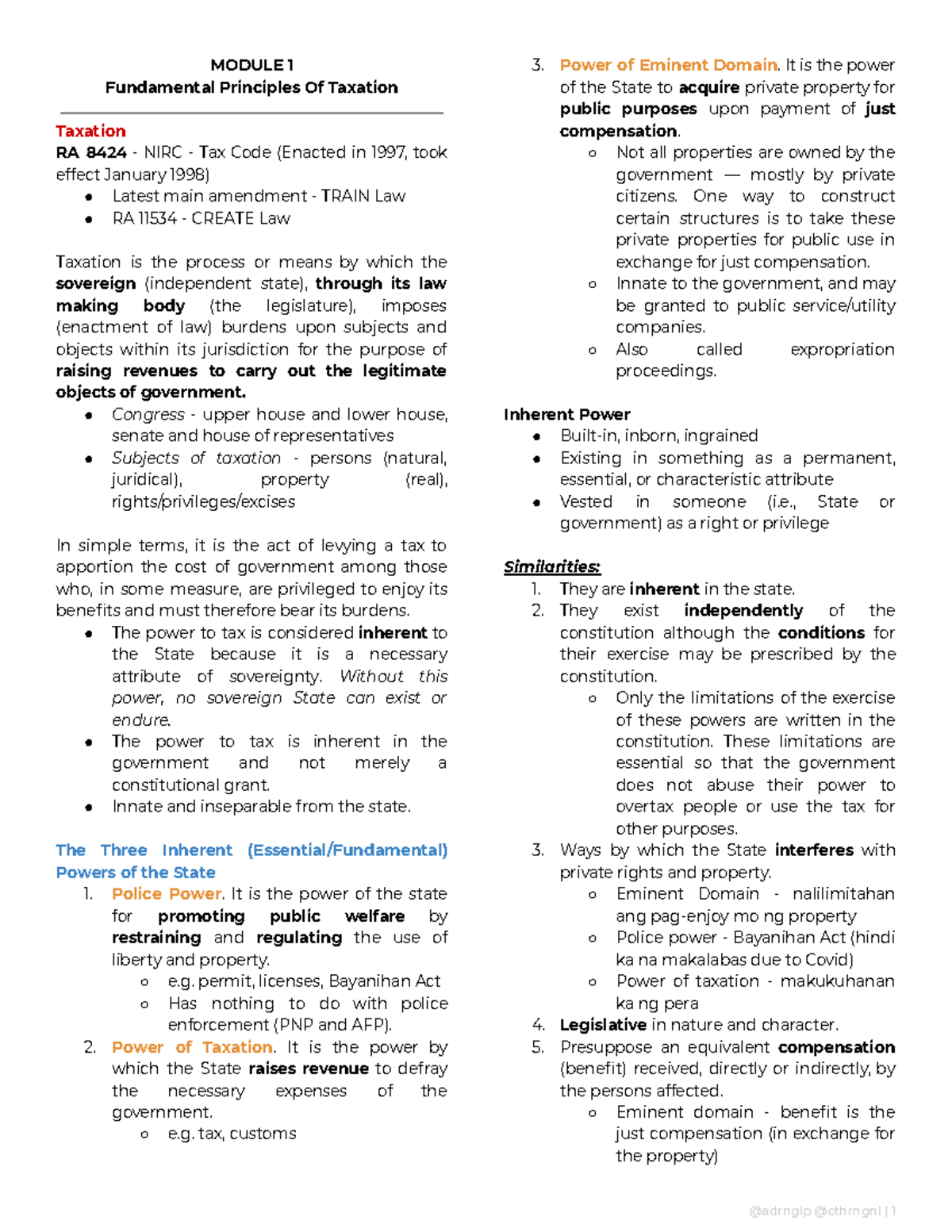 [109] 1. General Principles to Taxation - MODULE 1 Fundamental ...