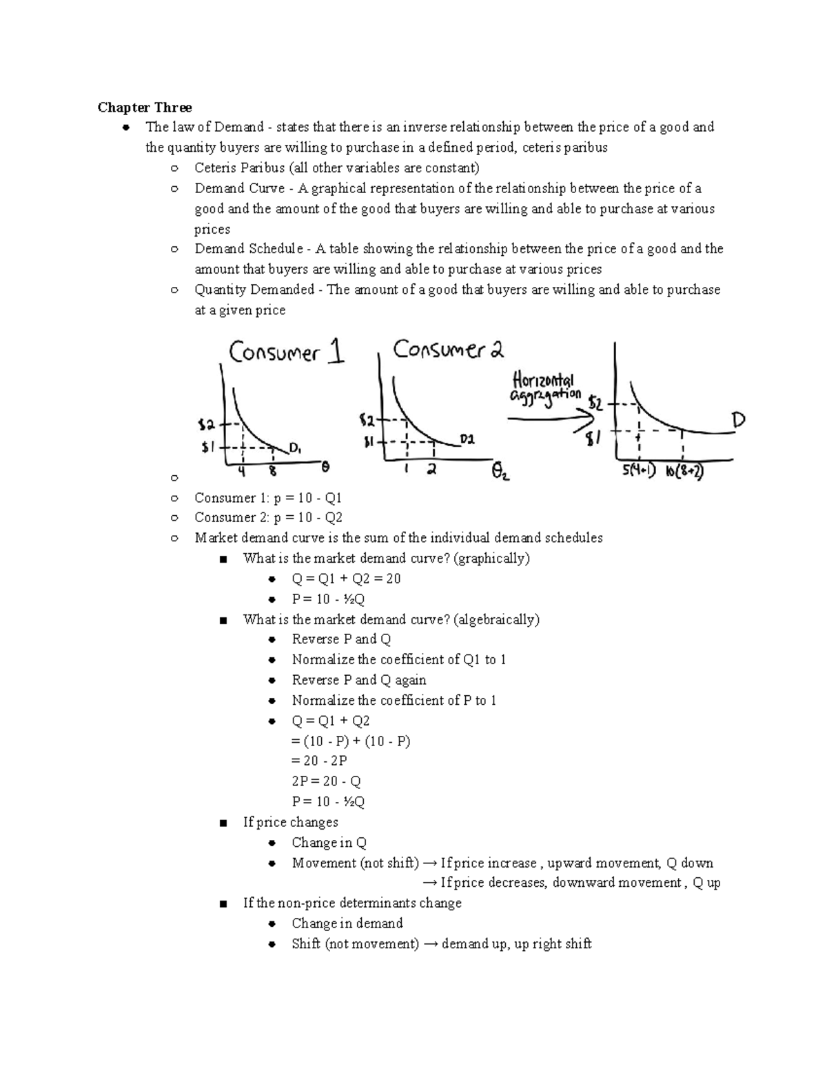 Econ Chapter 3 - Lecture notes 3 - Chapter Three The law of Demand ...