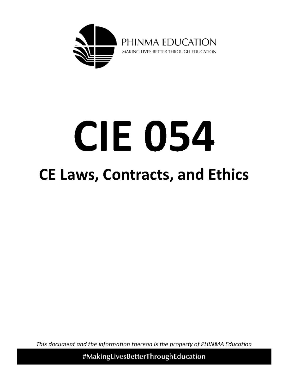 CELAWS CIE 054 CE Laws, Contracts, and Ethics This document and the