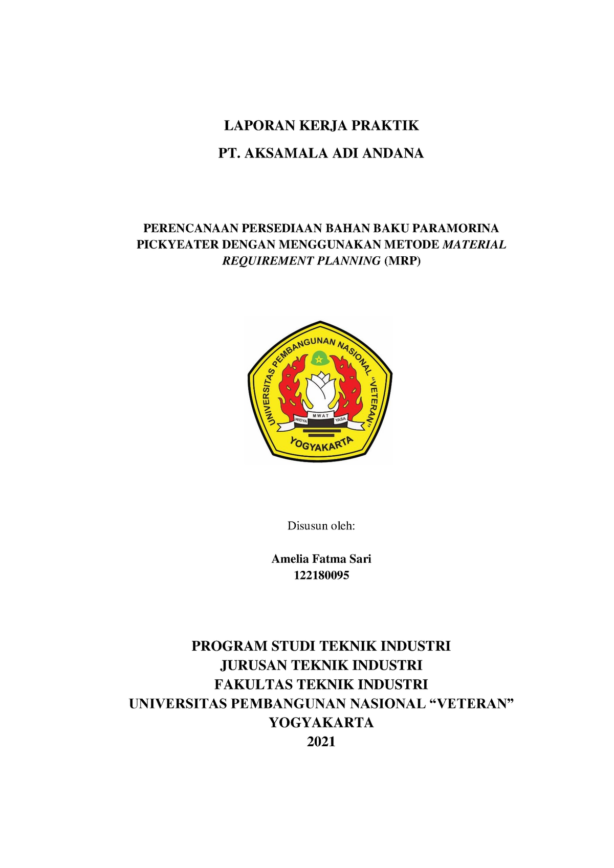 Perancangan Tata Letak Fasilitas Adalah Mata Kuliah - I LAPORAN KERJA ...