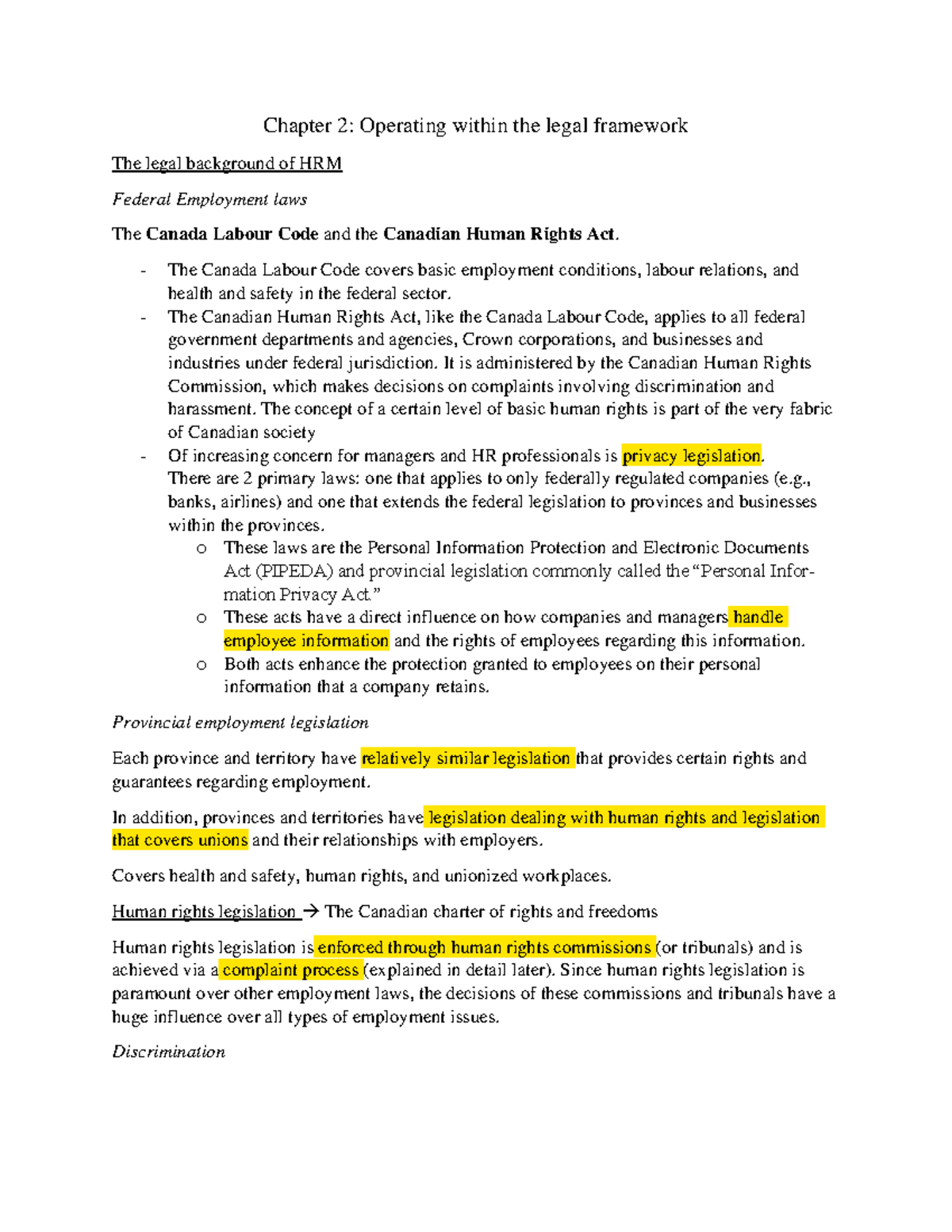 Chapter 2 Legal Framework Chapter 2 Operating within the legal