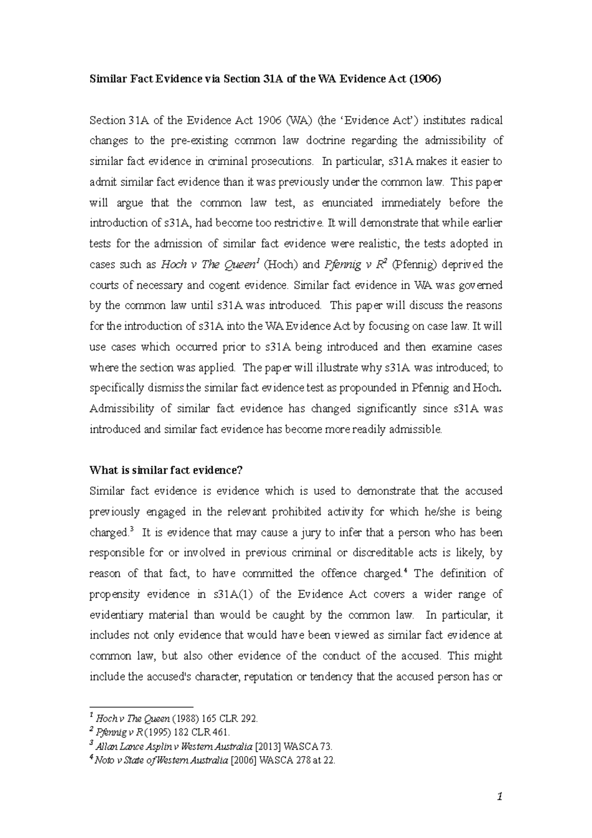 S31A Similar Fact Evidence - Similar Fact Evidence via Section 31A of ...