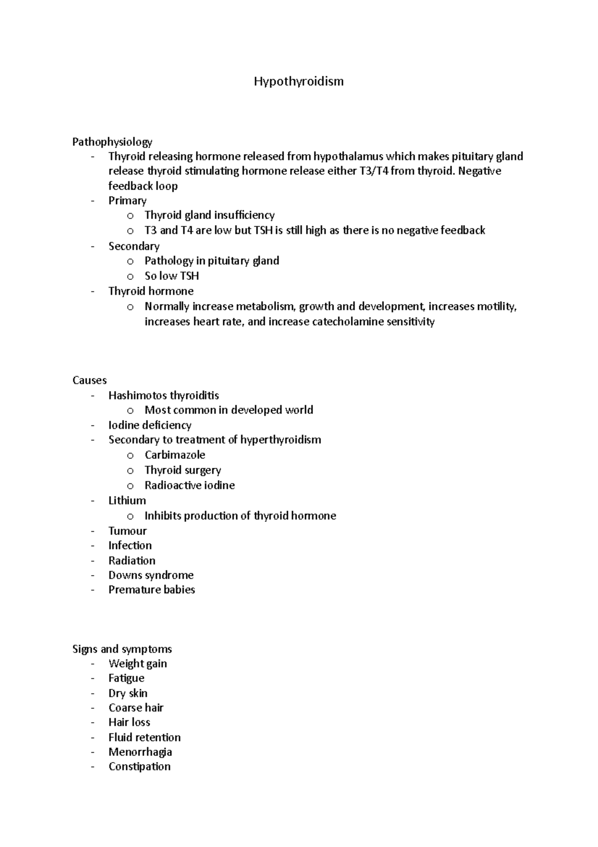 hypothyroidism notes - Hypothyroidism Pathophysiology - Thyroid ...