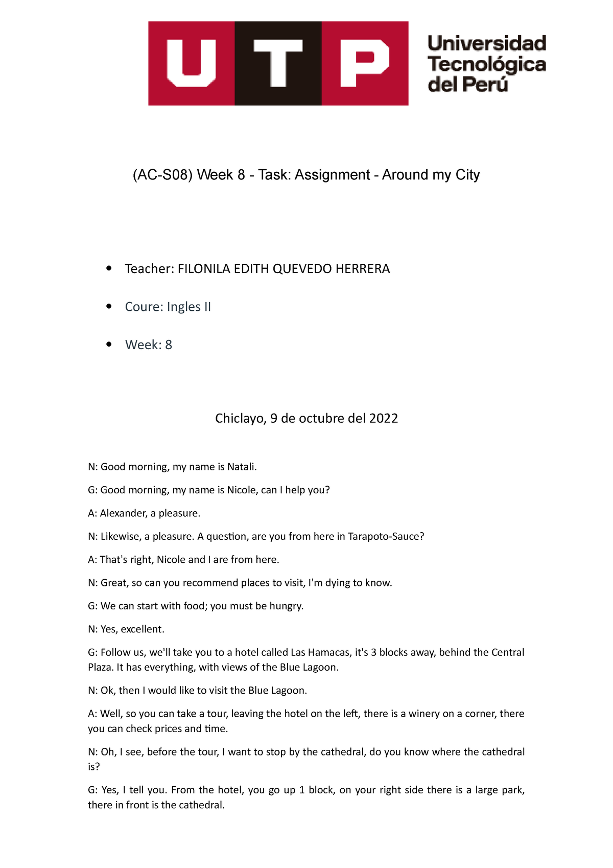 (ac s08) week 8 task assignment around my city