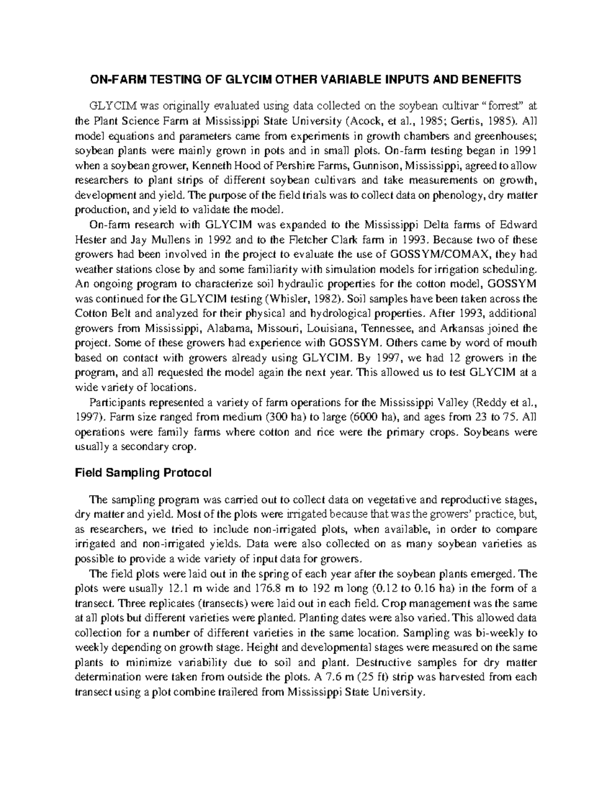 ON-FARM Testing OF Glycim Other Variable Inputs AND Benefits - ON-FARM ...