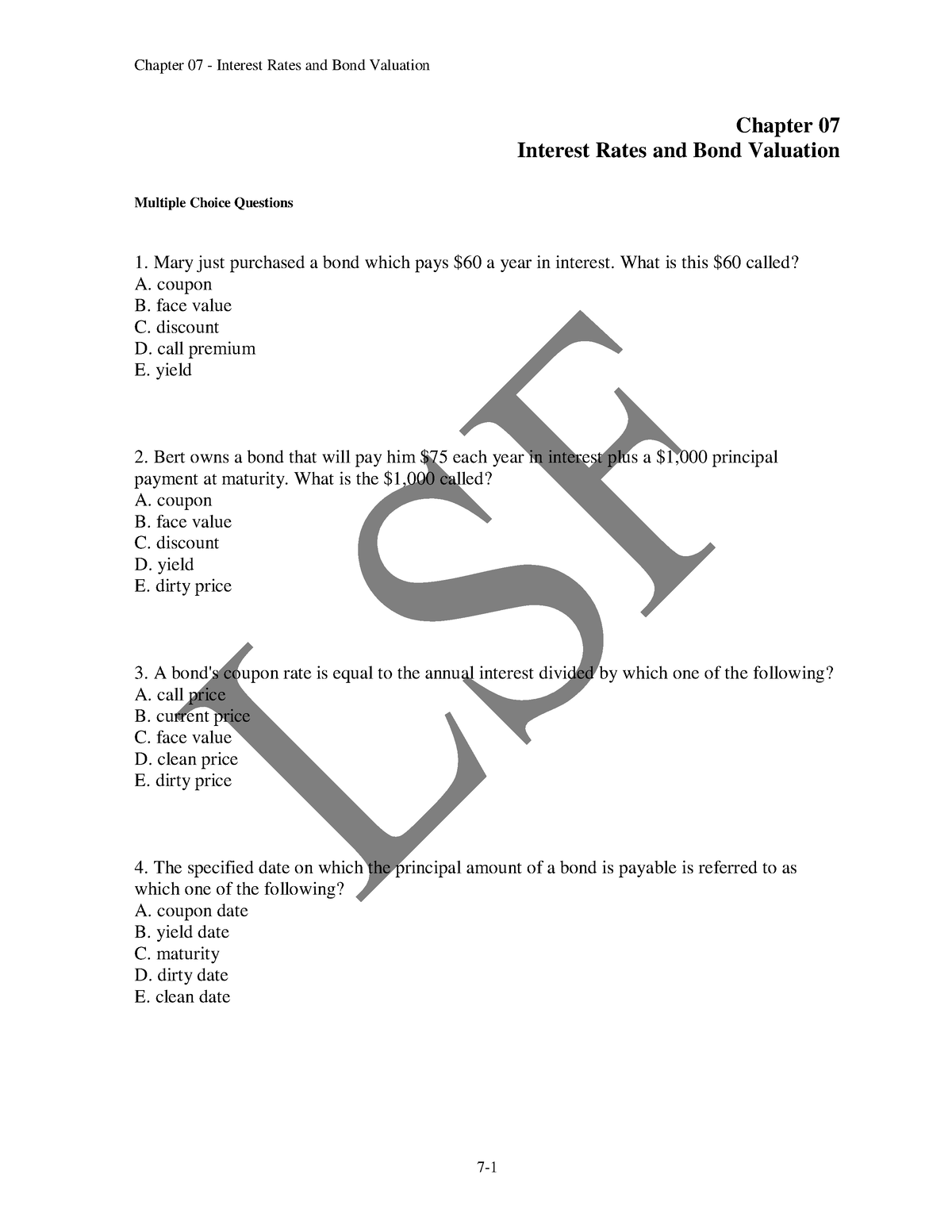 Chap007 - Practice Questions - Chapter 07 Interest Rates And Bond ...