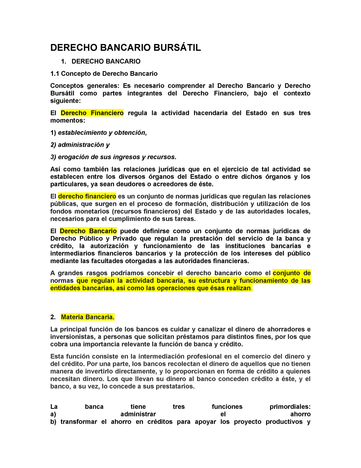 Derecho Bancario Bursátil Derecho Bancario BursÁtil 1 Derecho Bancario 1 Concepto De Derecho 2634