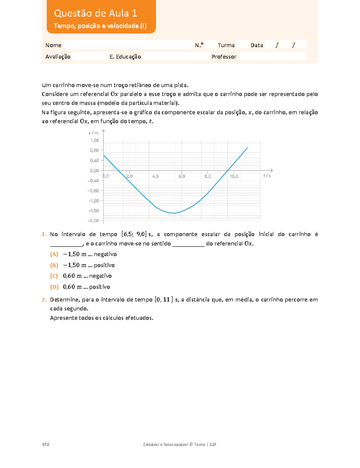 U Ns XXo QWef - exercicios de fisica - Um carrinho move-se num troço ...