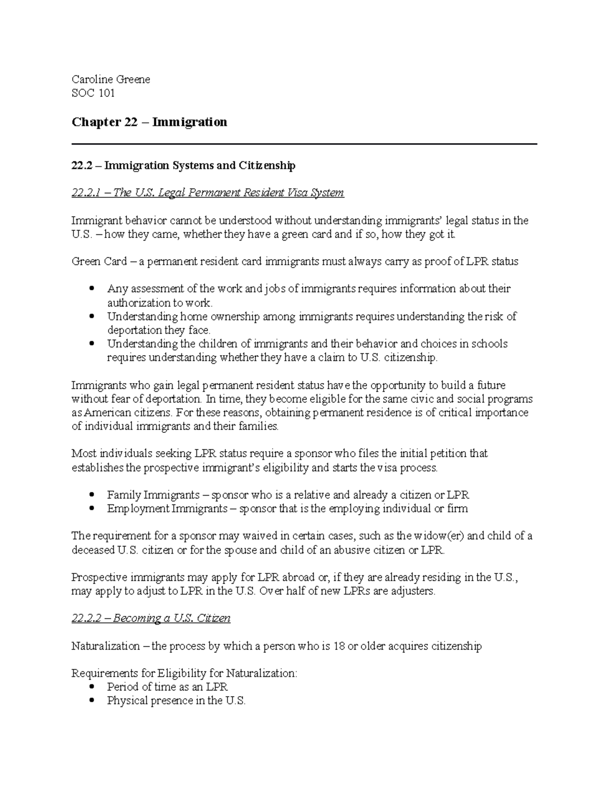 22.2 - Immigration Systems and Citizenship - Caroline Greene SOC 101 ...