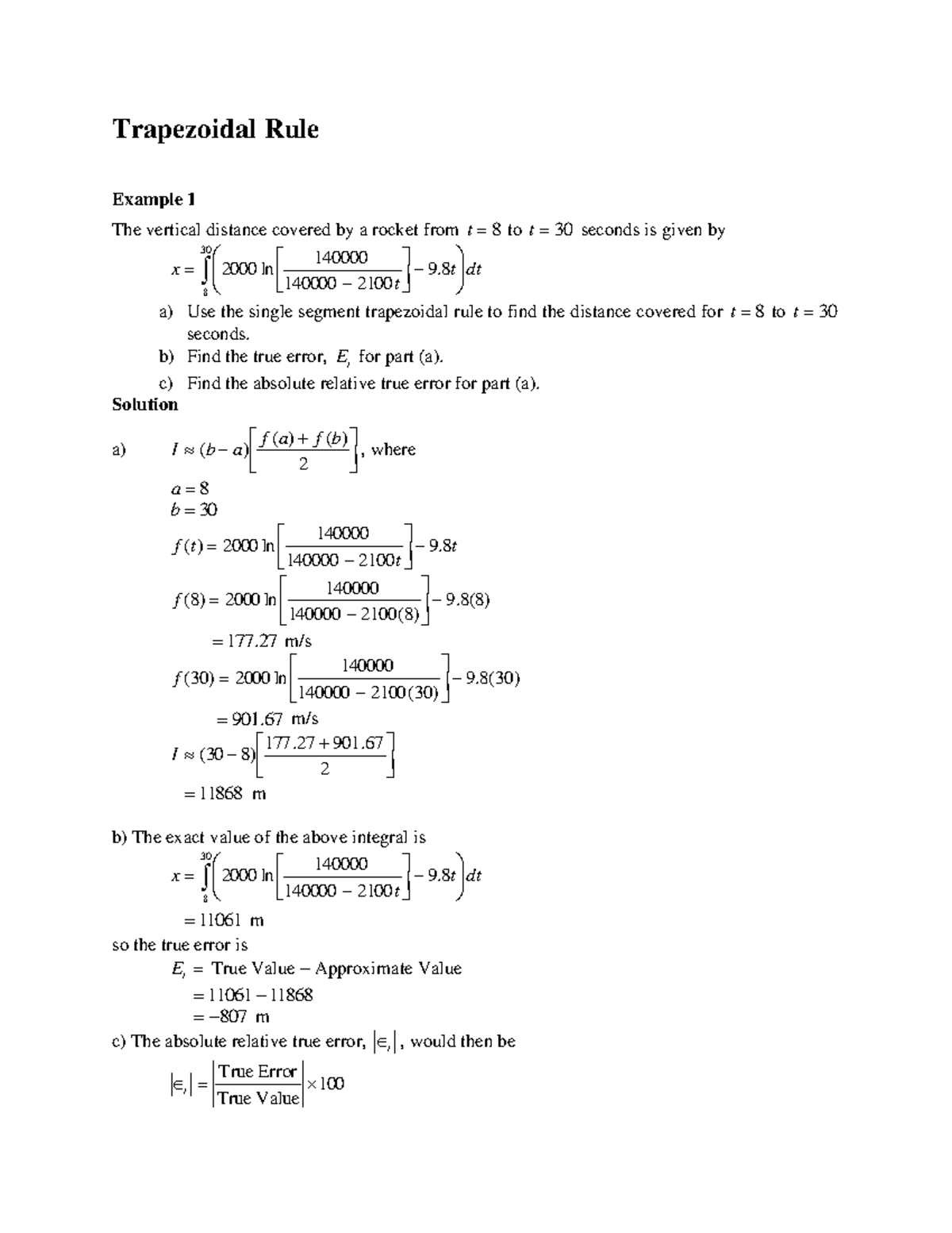 Trapezoidal-Rule - Trapezoidal Rule Example 1 The vertical distance ...