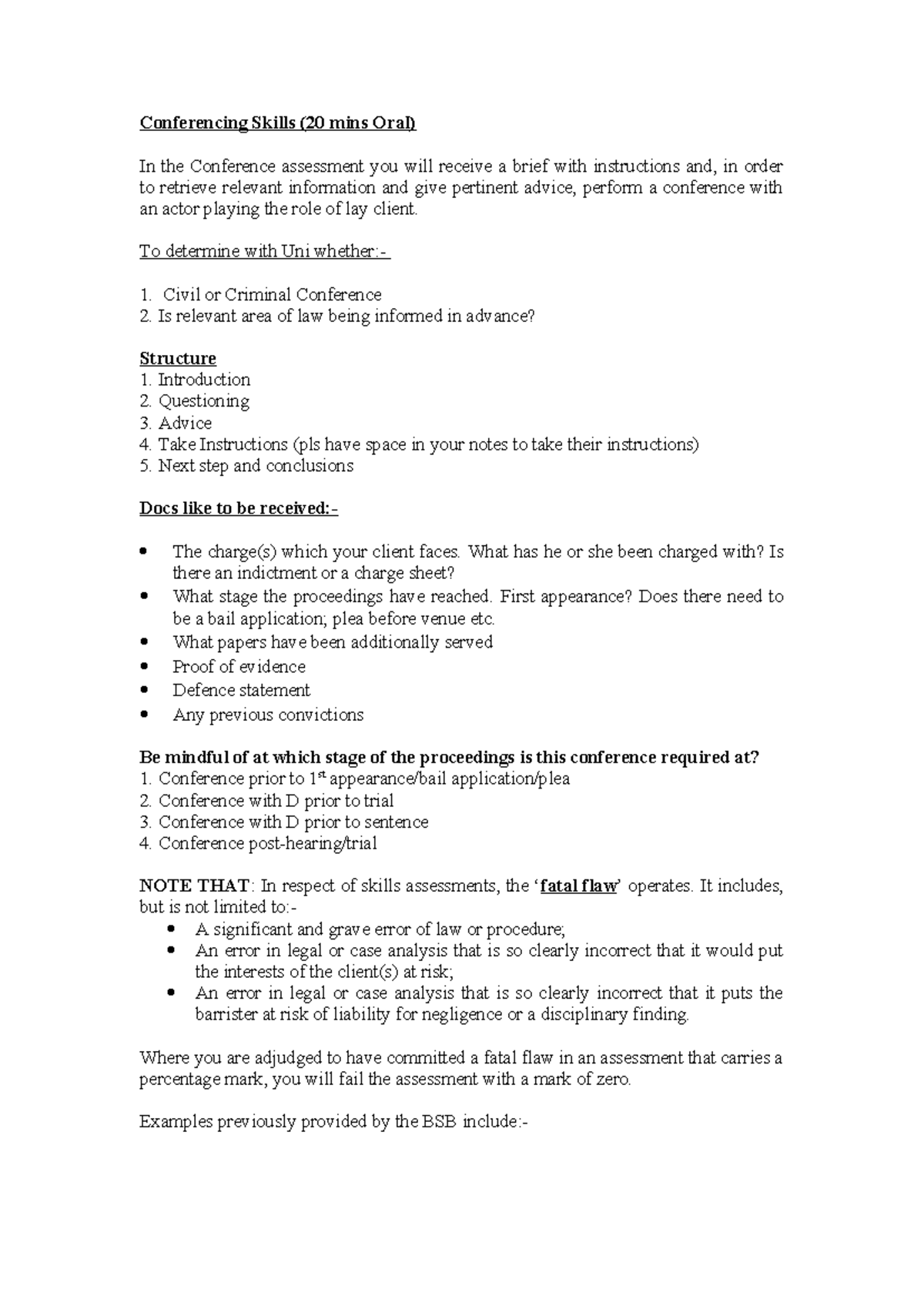 Conference Tuition Notes - Conferencing Skills (20 mins Oral) In the ...