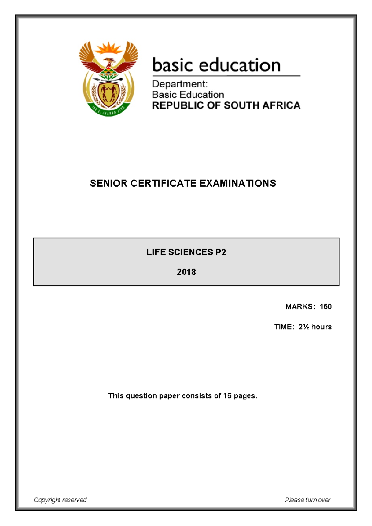 Life Sciences P2 May-June 2018 Eng - SENIOR CERTIFICATE EXAMINATIONS ...