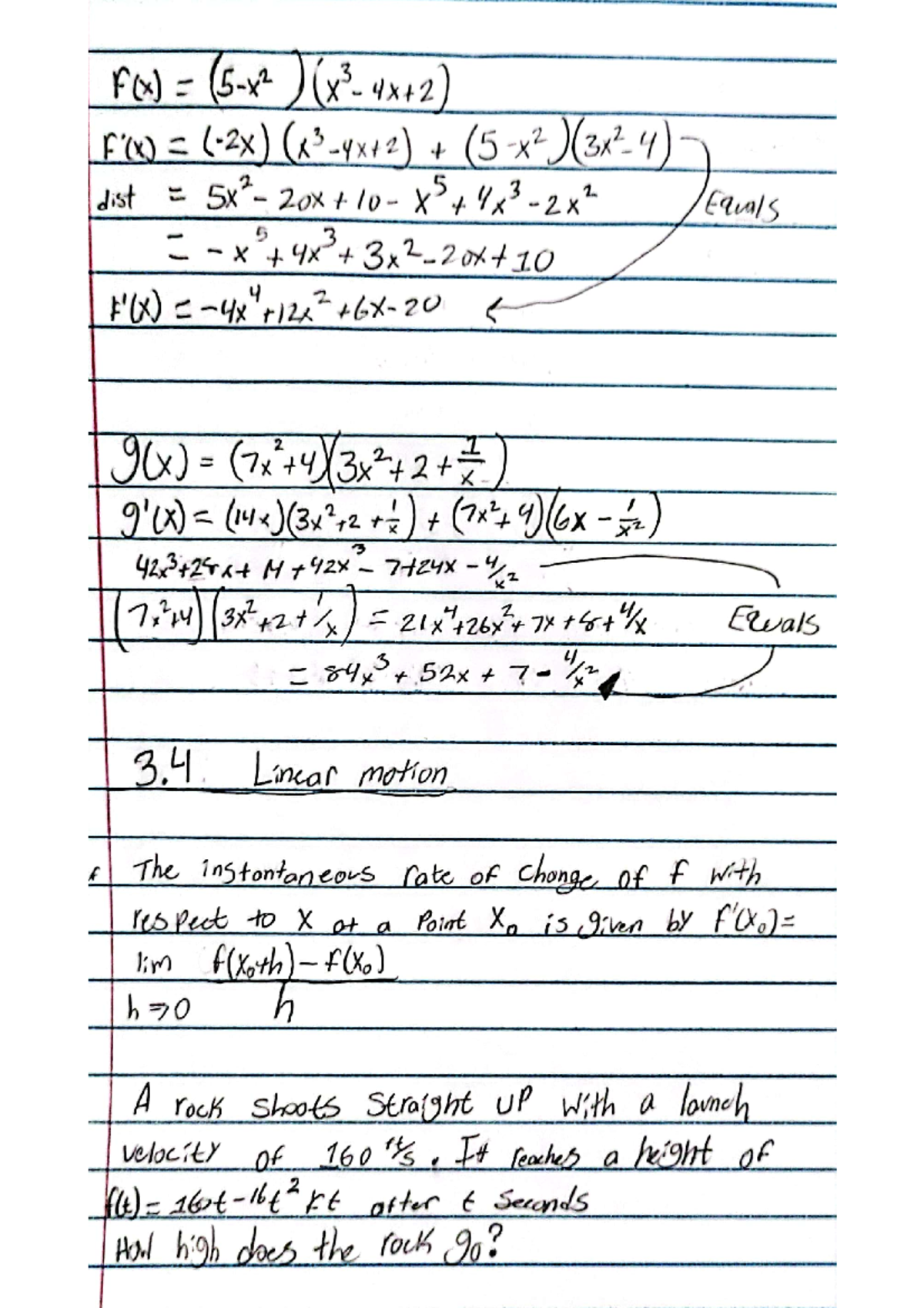 Calc 1 Linear Motion MTH 1001 Studocu