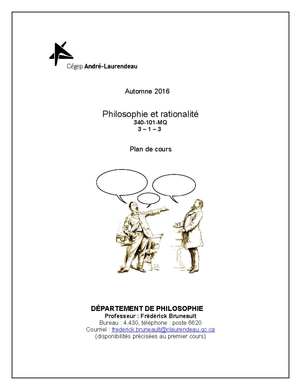 Plan De Cours Cégep André Laurendeau Automne 2016 Philosophie Et