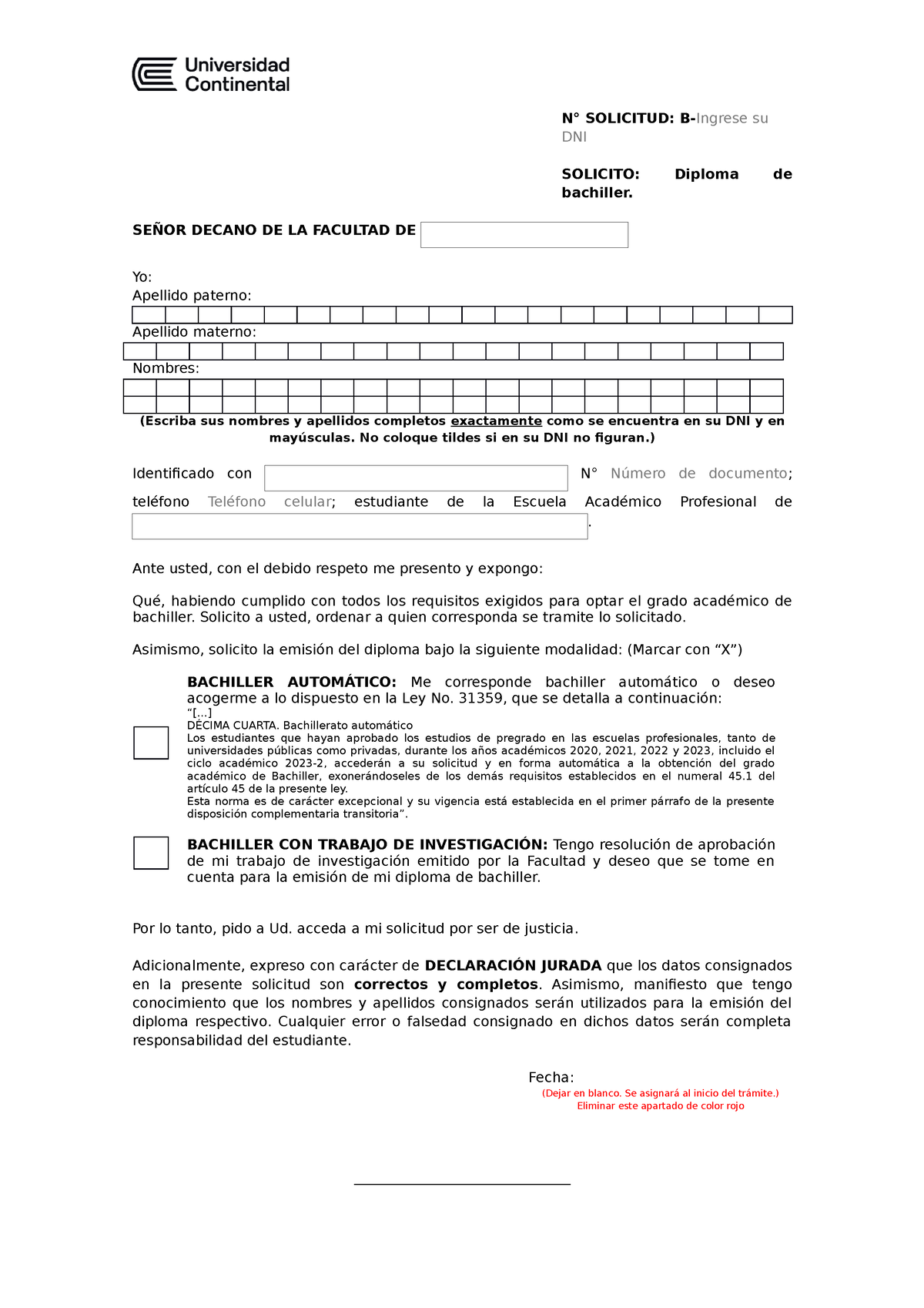 Formato-de-bachiller - N° SOLICITUD: B-Ingrese Su DNI SOLICITO: Diploma ...