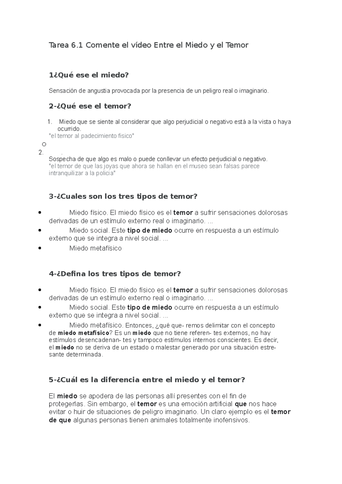 Tarea 6 matemati Tarea 6 Comente el vídeo Entre el Miedo y el Temor
