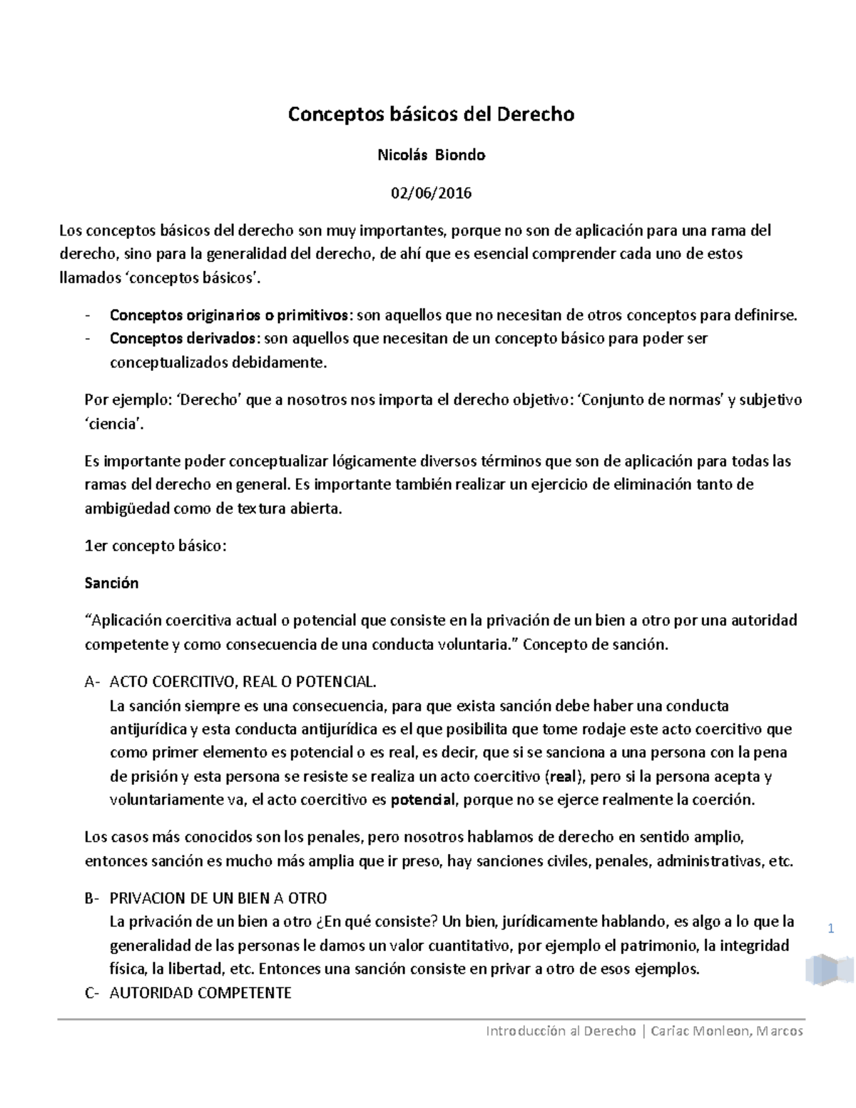 Conceptos básicos del Derecho - 1 Conceptos básicos del Derecho Nicolás ...