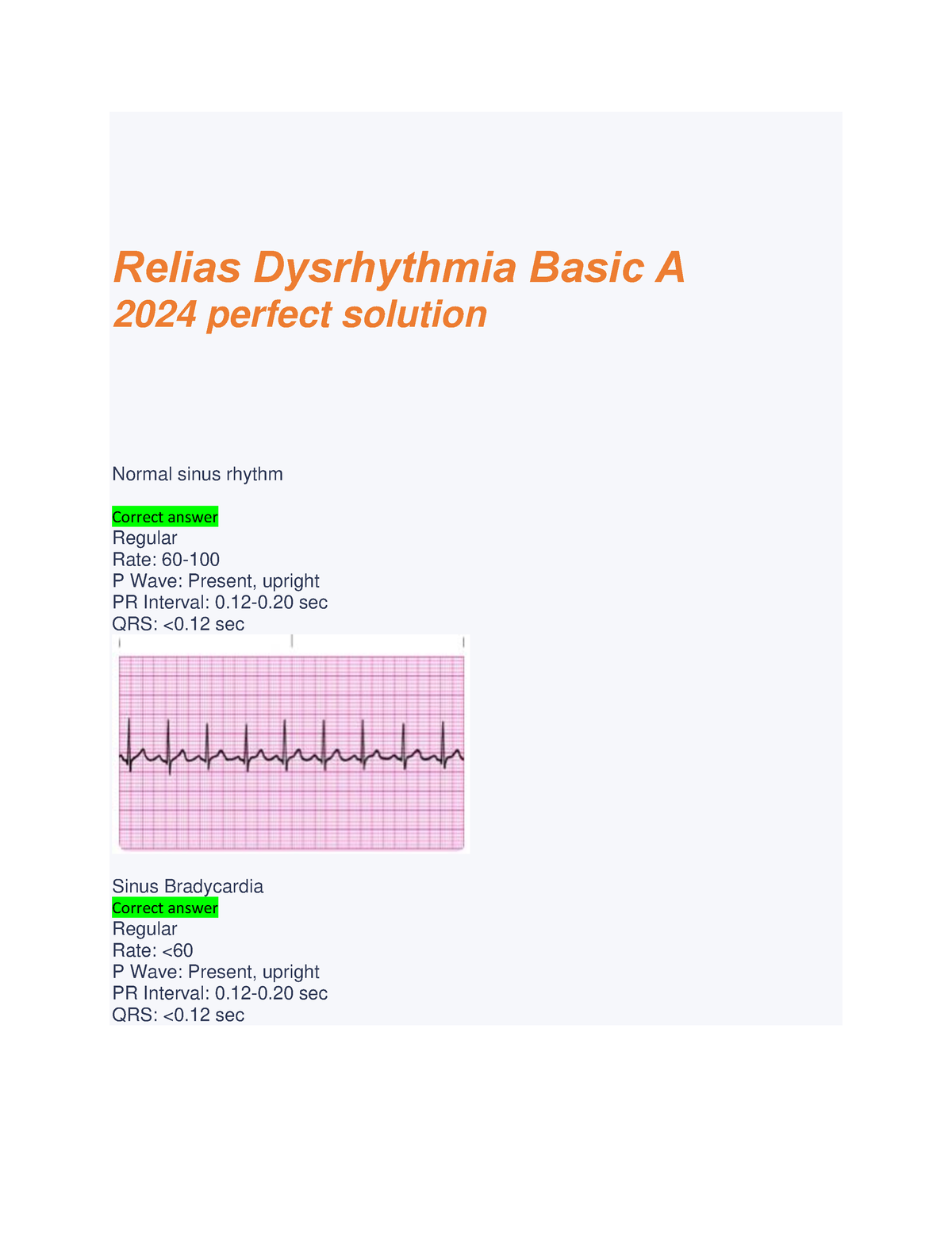 Relias Dysrhythmia Basic A - 12-0 Sec QRS: