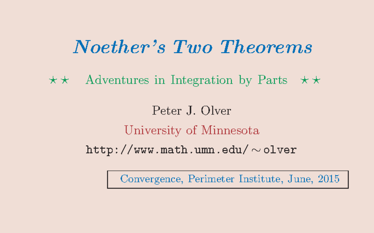 Noetherth Das ist ein Tutorium über Noether Noether’s Two Theorems