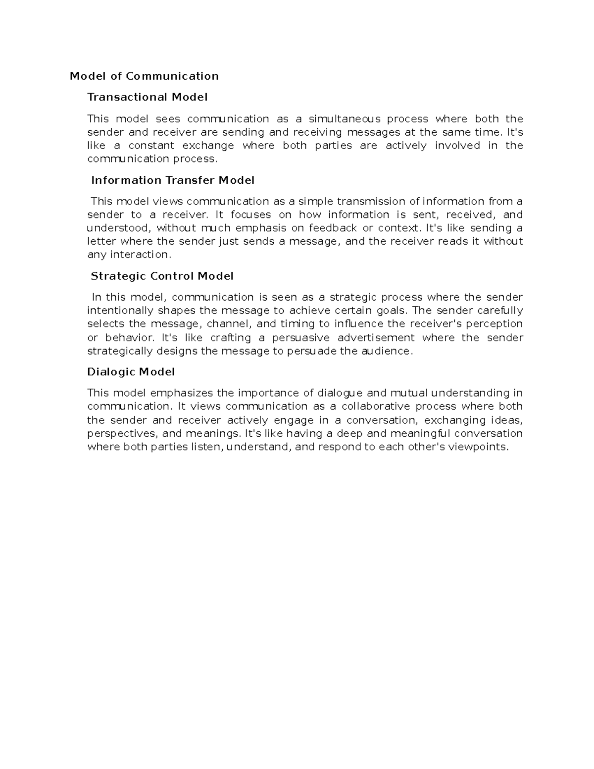 Model of Communication - Model of Communication Transactional Model ...