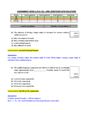 Architectural Acoustics (noc20 Ar07) Assignment 5 SG (with Soln ...