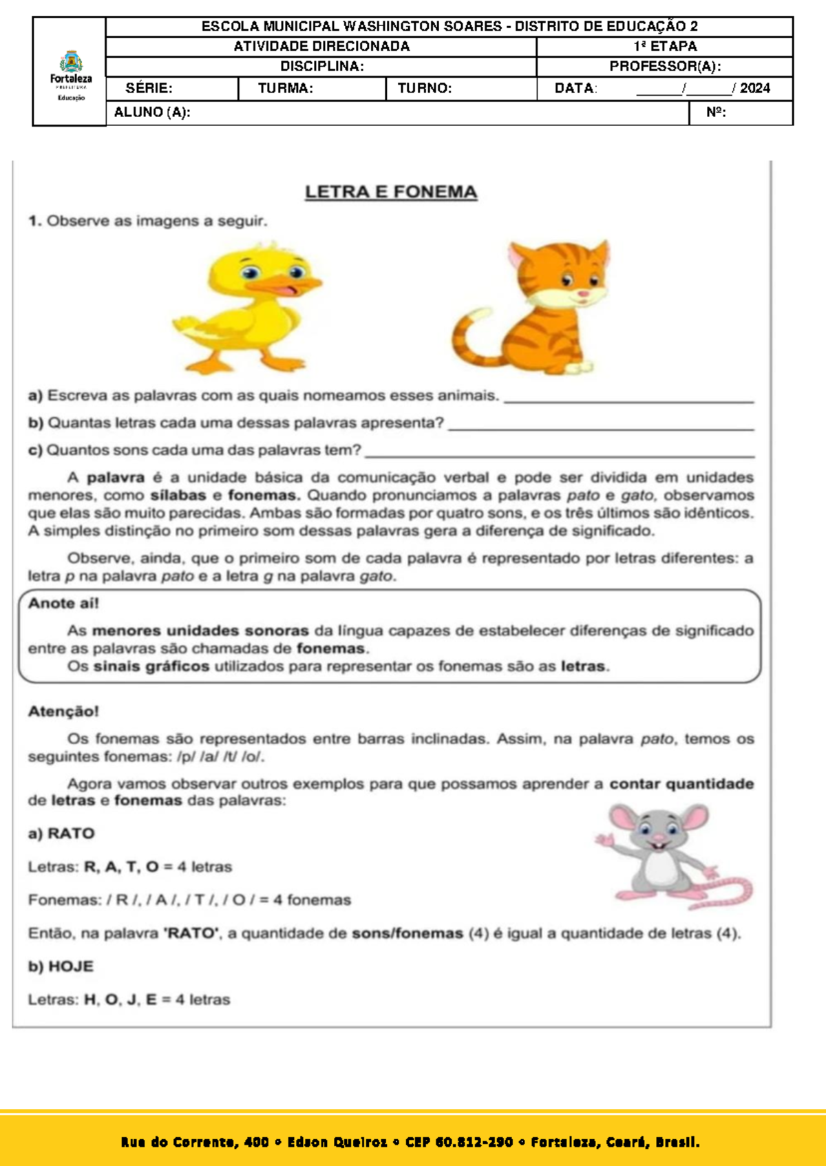 Atividades Fonemas E Letras 6 Ano - BINKEDU