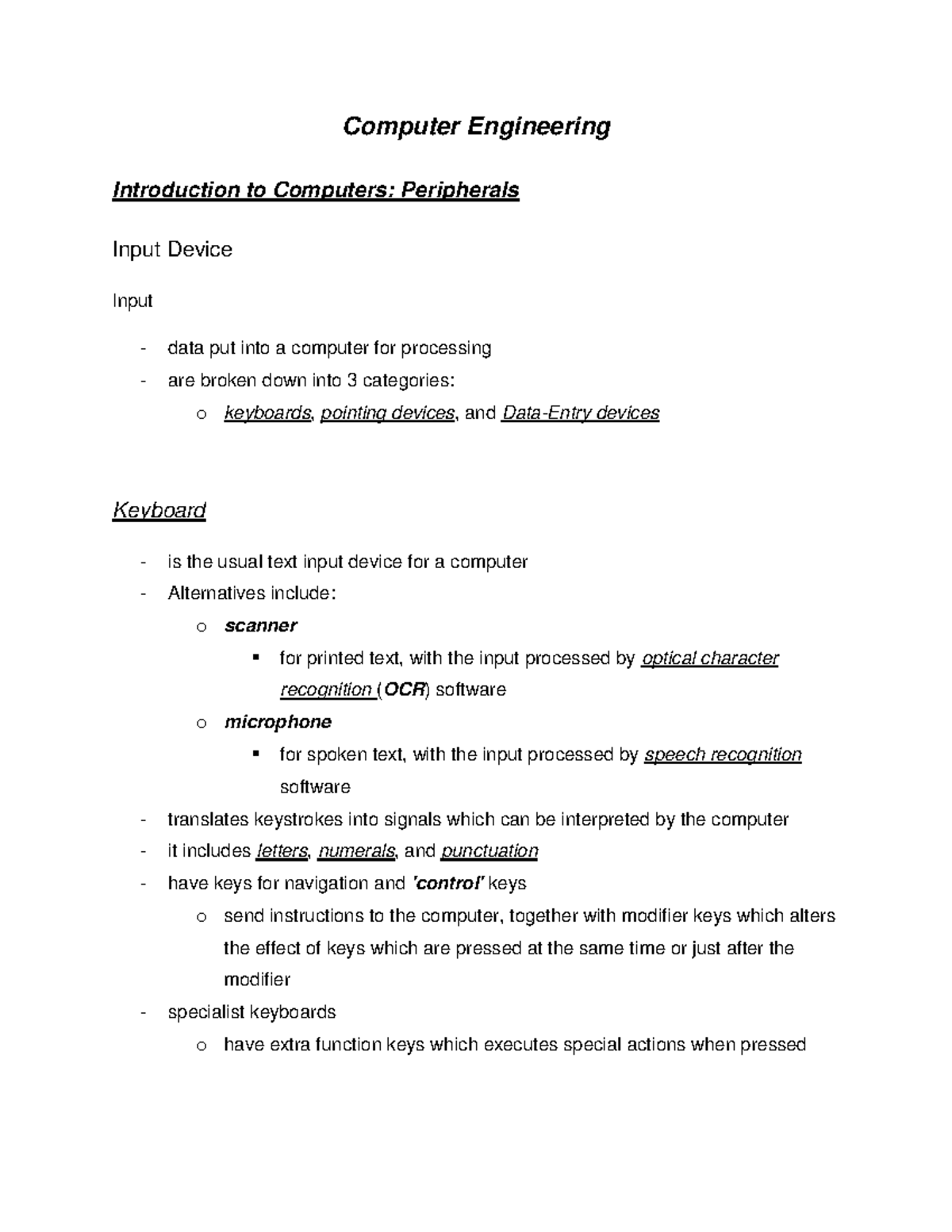 Introduction to Computers: Peripherals and Input Devices - Computer ...