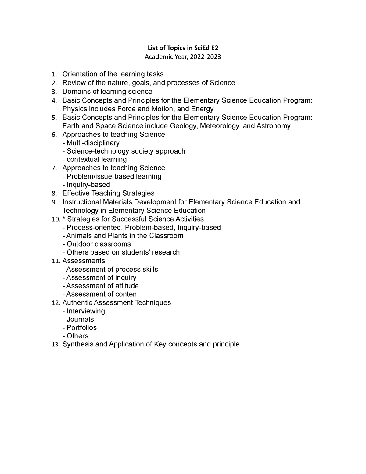 list-of-topics-in-sci-ed-e2-second-semester-2022-list-of-topics-in