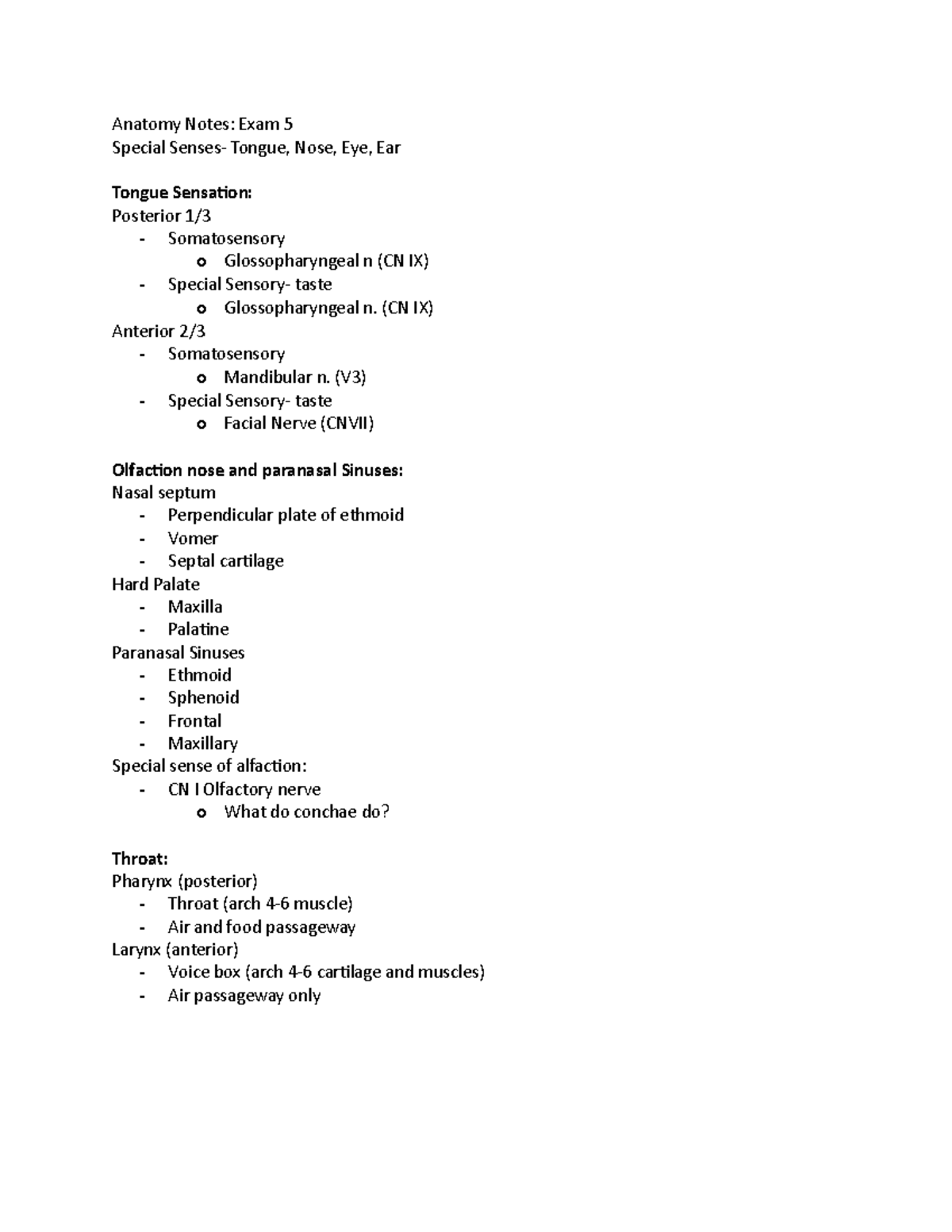 Anatomy Notes-Special Senses Lec - Anatomy Notes: Exam 5 Special Senses ...