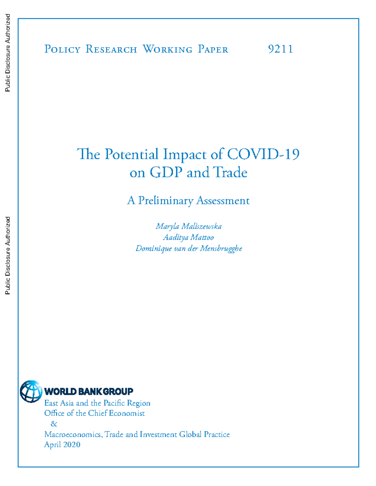 The Potential Impact of Covid 19 on GDP and Trade A Preliminary ...