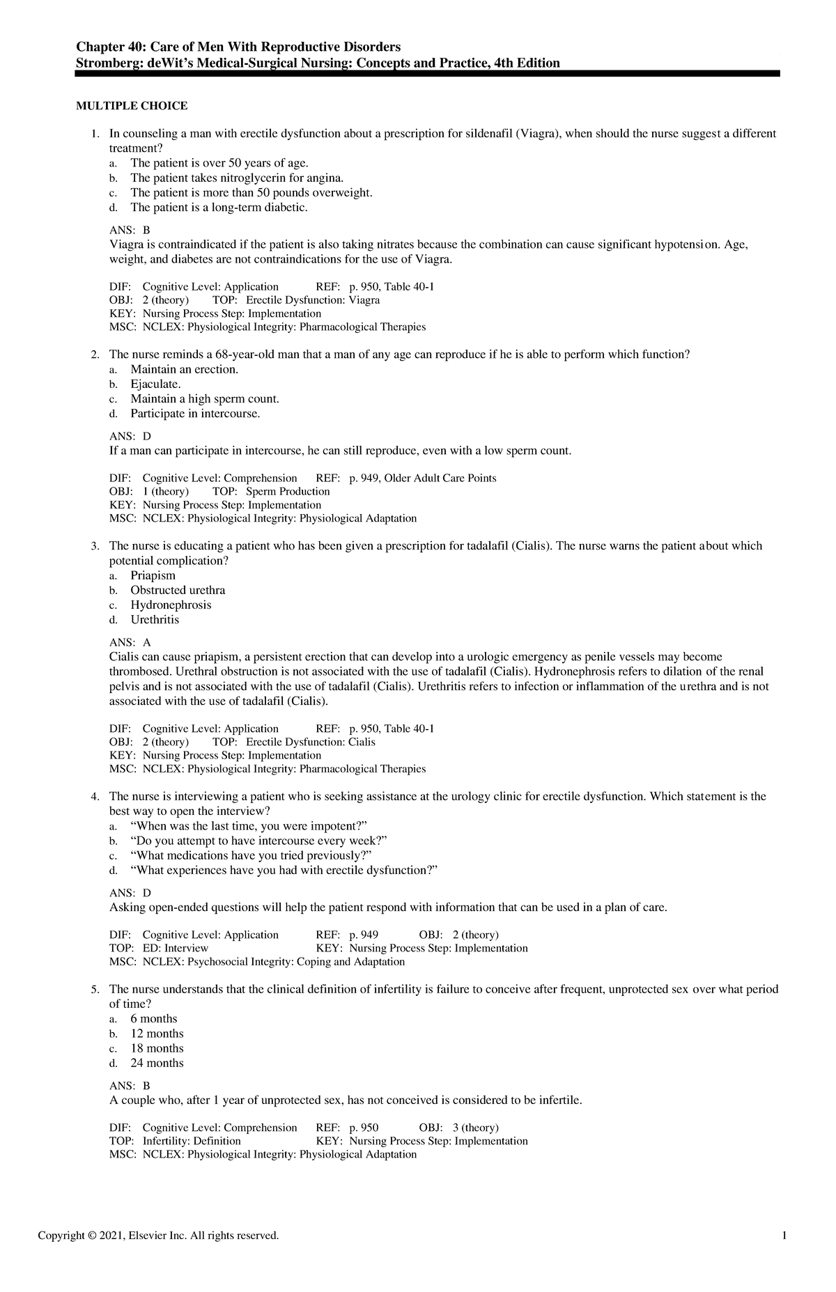 Exam View - Chapter 40 - Care of men with reproductive disorders ...