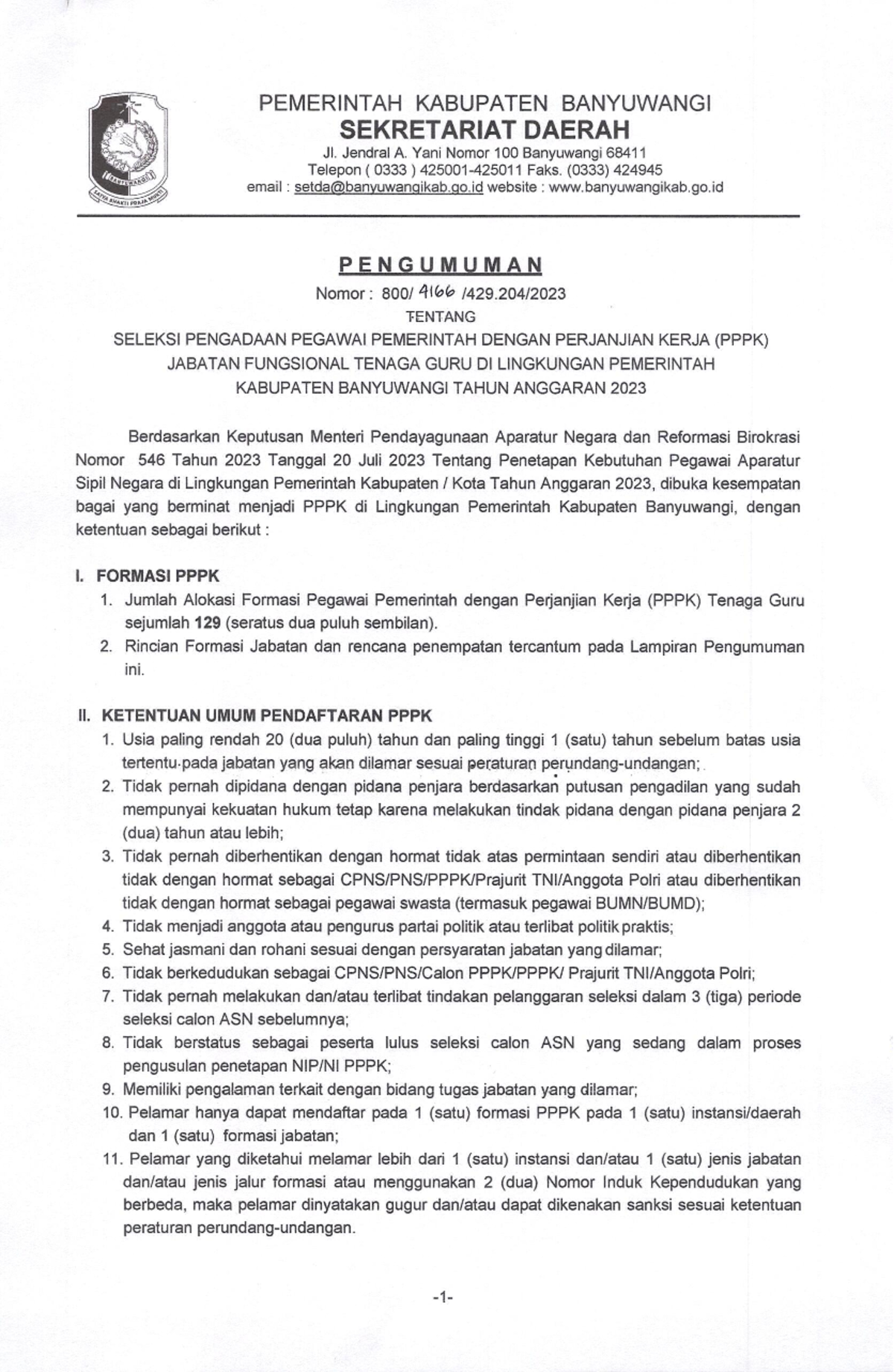 Pengumuman PPPK Guru 2023 - Pendidikan Guru Sekolah Dasar (PGSD) - Studocu