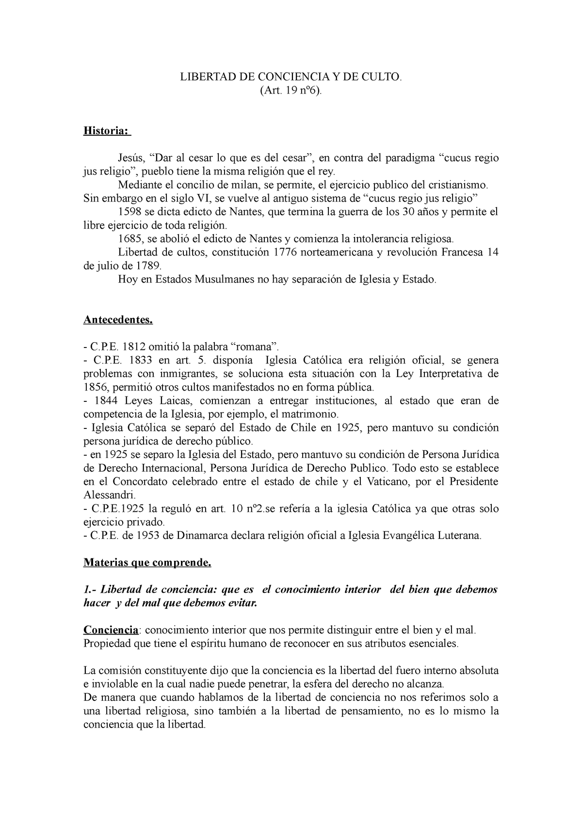 Libertad DE Conciencia Y DE Culto - LIBERTAD DE CONCIENCIA Y DE CULTO ...