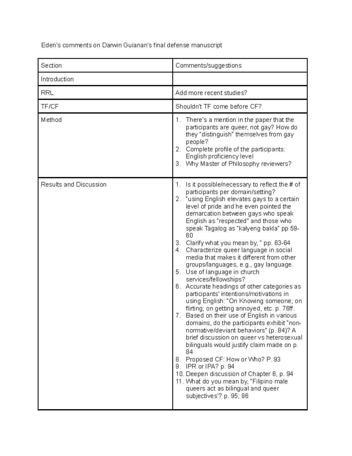 Questions for Darwin - notes - Eden’s comments on Darwin Guianan’s ...