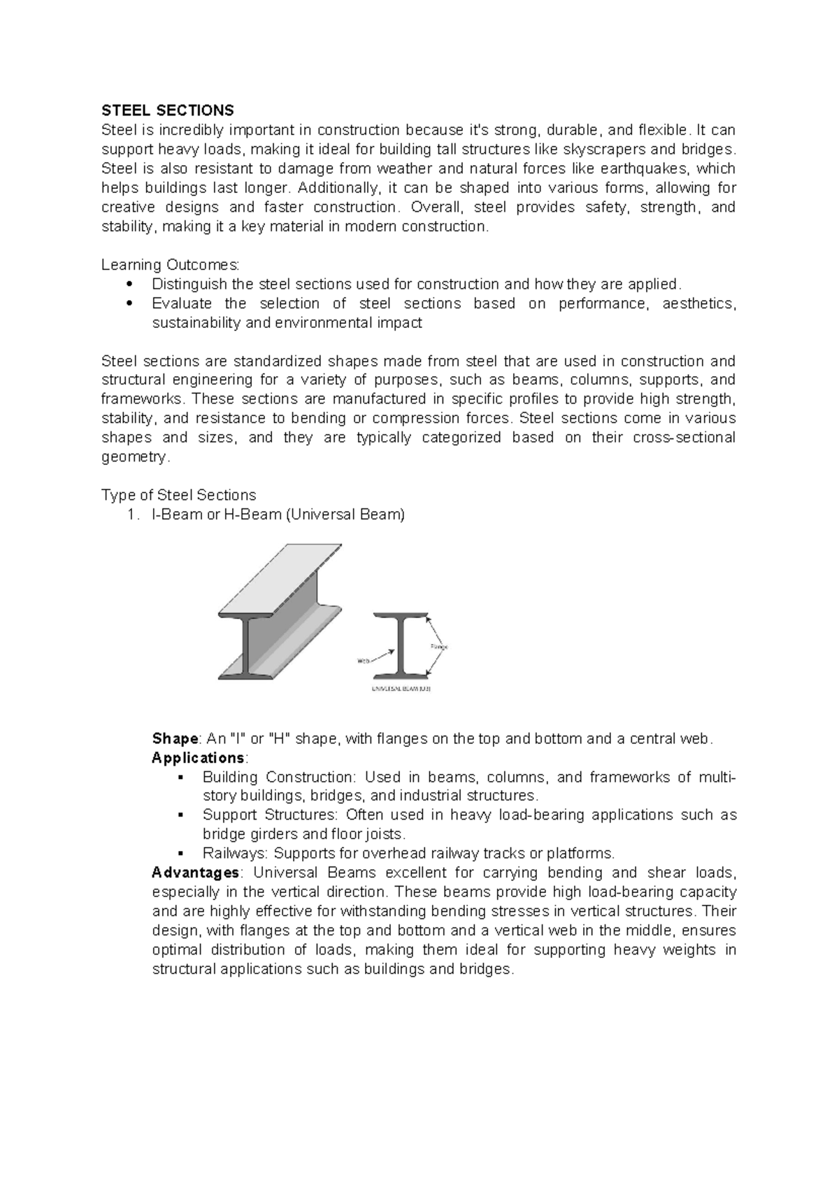 Steel Sections - STEEL SECTIONS Steel is incredibly important in ...