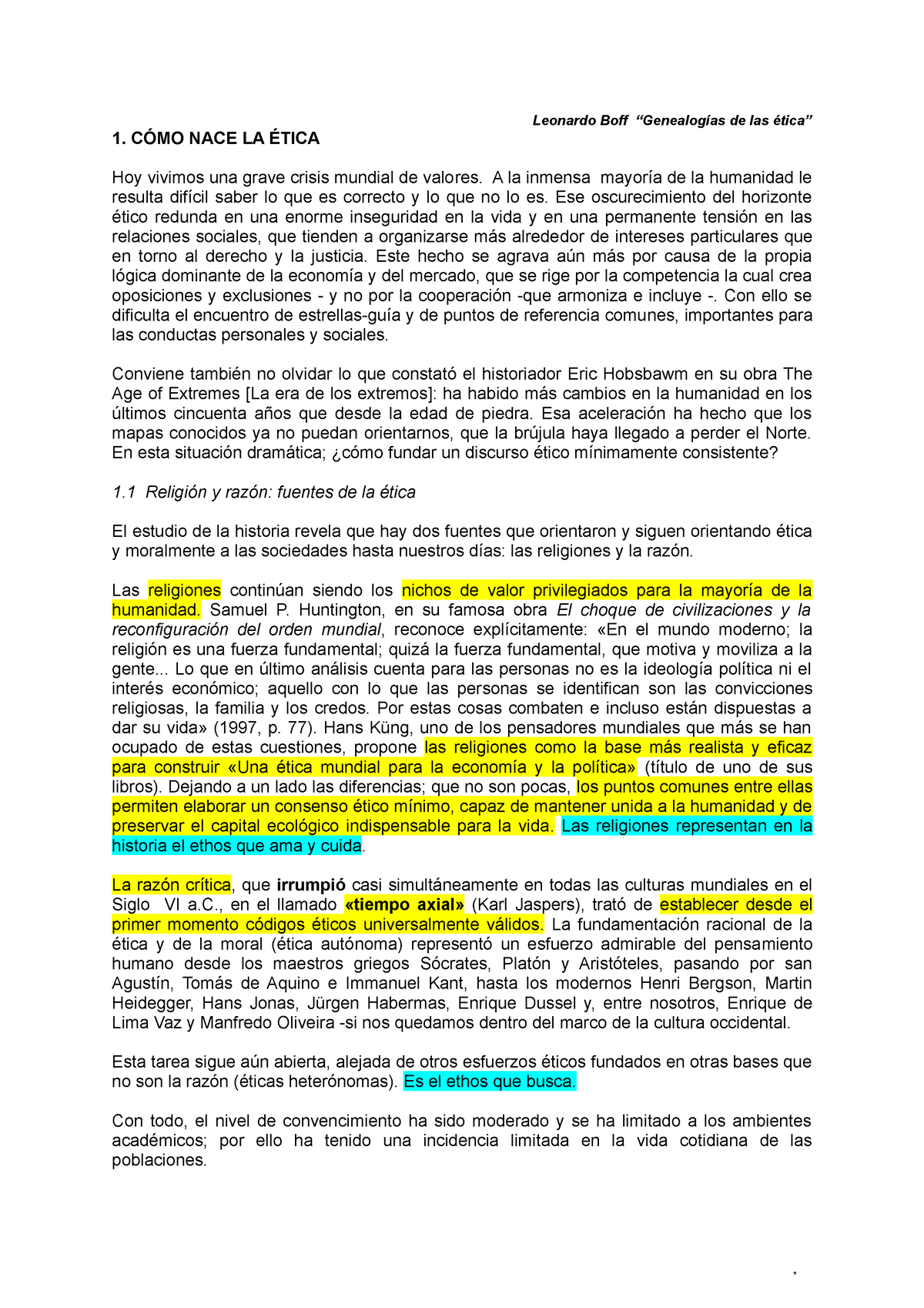 Genealogías De La Etica L. Boff - Leonardo Boff “Genealogías De Las ...