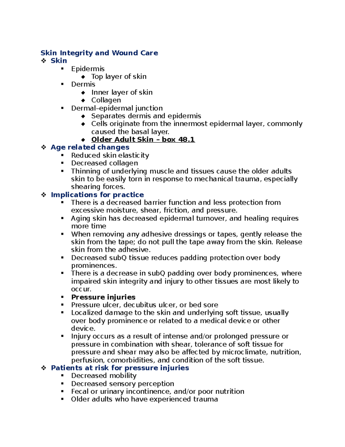 Skin Integrity and Wound Care - Older Adult Skin – box 48. Age related ...