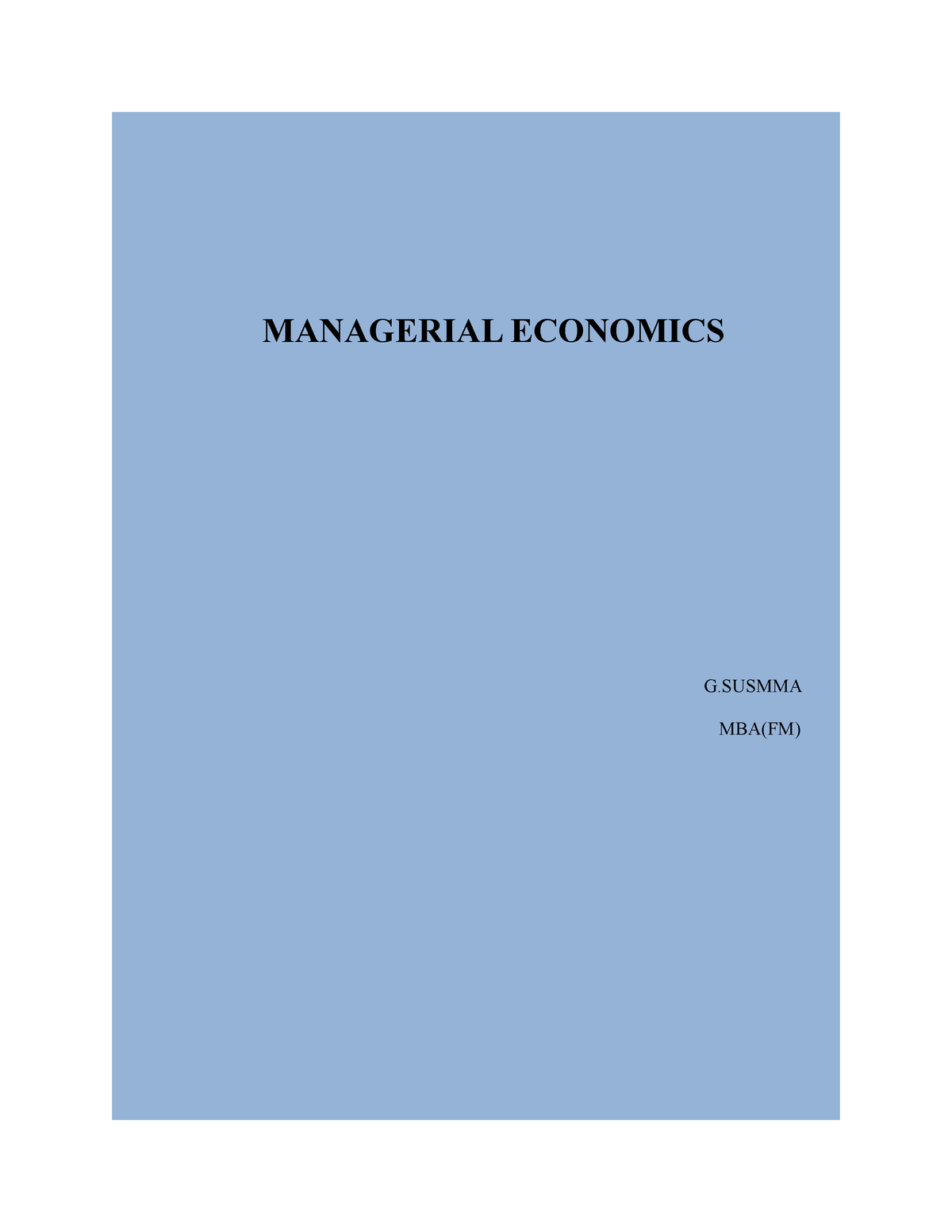 Managerial Economics - Practical Material - MANAGERIAL ECONOMICS G MBA ...