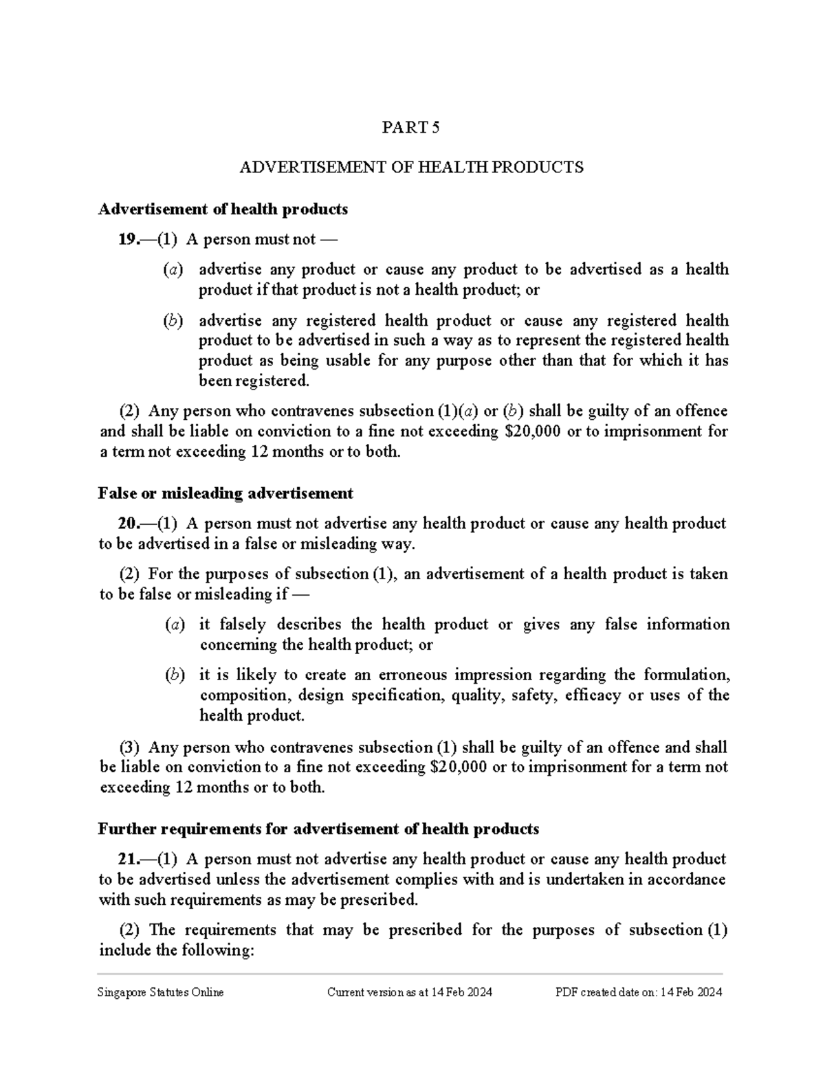 Health Products Act 2007 Singapore Statutes Online Current version as